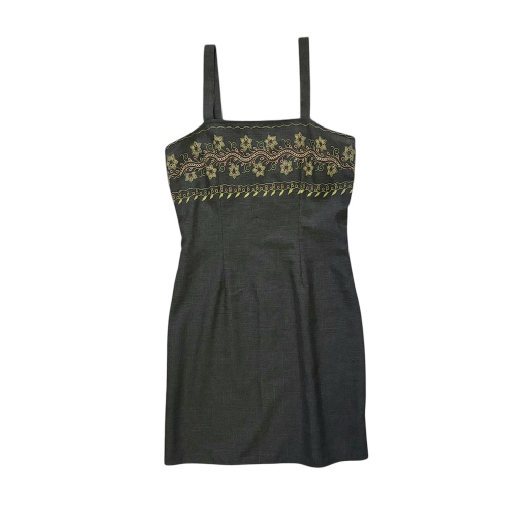 Vintage 90s Y2K Mini Shift Dress Boho Floral Empire Waist L